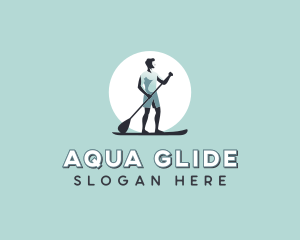 Paddleboarding Beach Watersport logo design