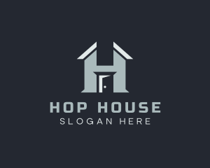 Blue House Letter H logo design