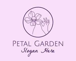 Purple Flower Hand  logo design