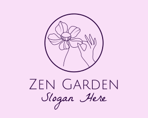 Purple Flower Hand  logo design