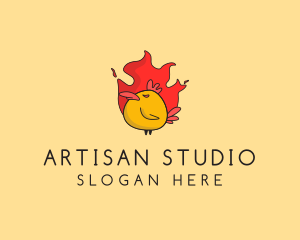 Flaming Spicy Chicken logo design