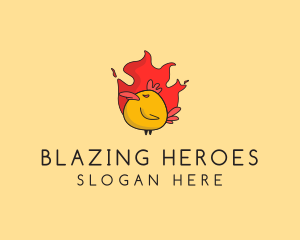 Flaming Spicy Chicken logo design