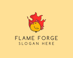 Flaming Spicy Chicken logo design