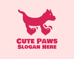 Dog Heart Paws  logo design