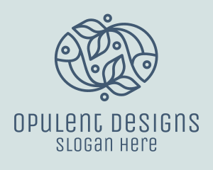 Fish Bubble Outline logo design