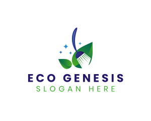 Cleaning Broom Eco logo design