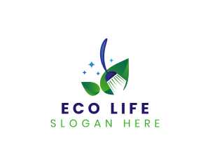 Cleaning Broom Eco logo design