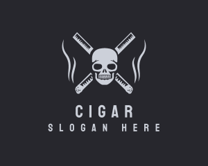 Cigarette Smoking Skull logo design