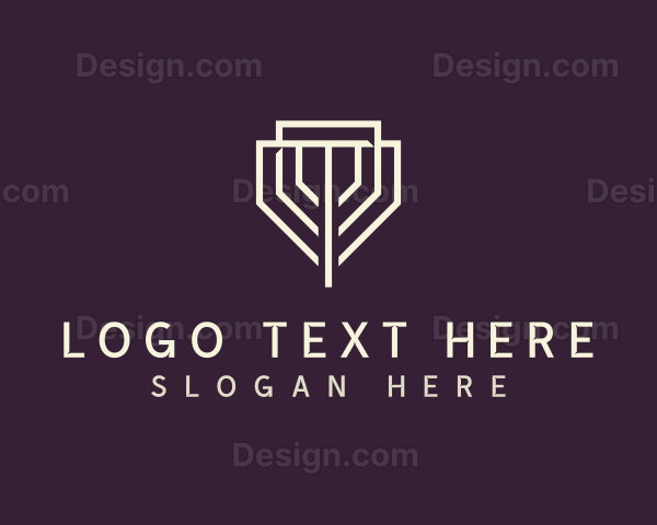 Geometric Shield Letter T Logo