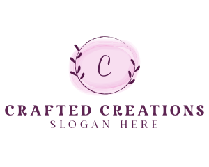 Feminine Watercolor Craft Wreath logo design