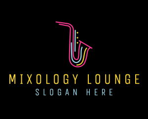 Neon Musical Saxophone  logo design