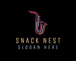 Neon Musical Saxophone  logo design