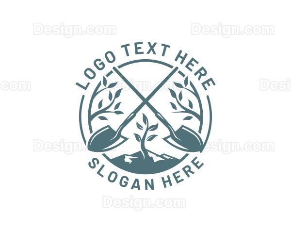 Planting Shovel Gardening Logo