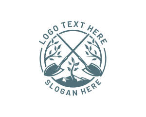 Planting Shovel Gardening Logo