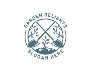 Planting Shovel Gardening logo design