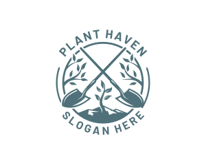 Planting Shovel Gardening logo design