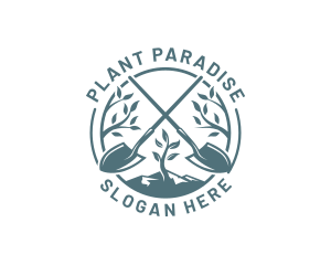 Planting Shovel Gardening logo design