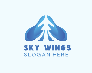 Blue Airplane Aviation logo design