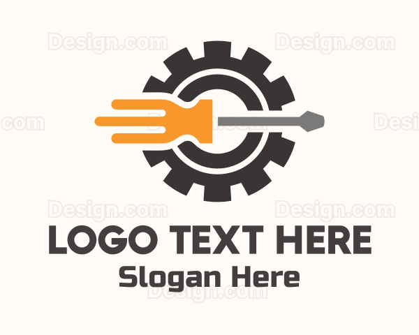 Industrial Screwdriver Cogwheel Logo