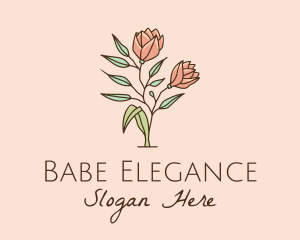 Natural Rose Flowers  logo design