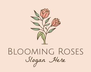 Natural Rose Flowers  logo design