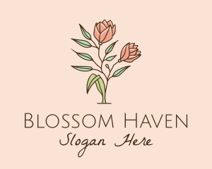 Natural Rose Flowers  logo design