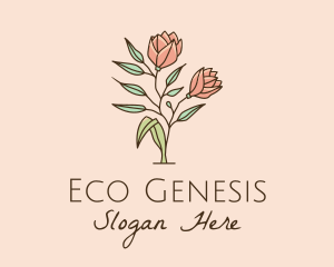 Natural Rose Flowers  logo design