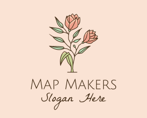 Natural Rose Flowers  logo design