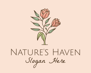 Natural Rose Flowers  logo design