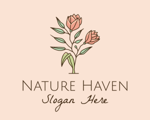 Natural Rose Flowers  logo design