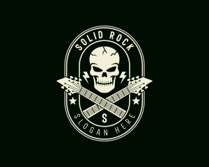 Skull Rockstar Guitar logo design