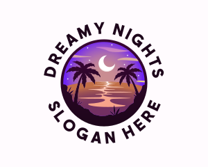 Night Tropical Beach logo design