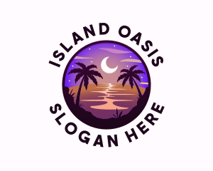 Night Tropical Beach logo design