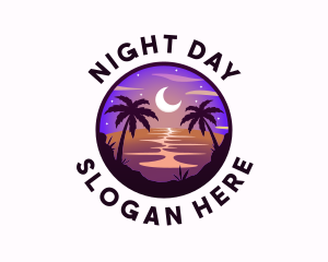 Night Tropical Beach logo design