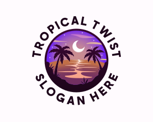 Night Tropical Beach logo design