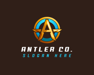 Shield Buckler Letter A logo design