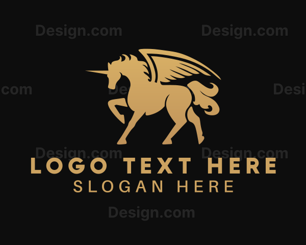 Golden Unicorn Pegasus Logo