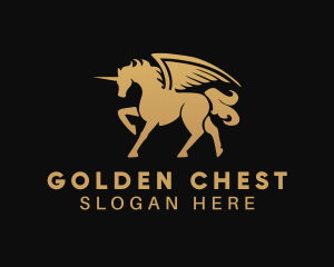 Golden Unicorn Pegasus logo design