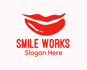 Smiling Red Lips logo design