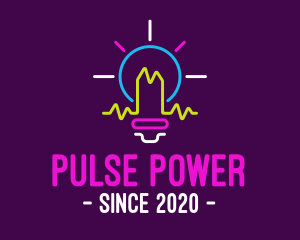 Neon Pulse Lightbulb logo design