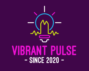 Neon Pulse Lightbulb logo design