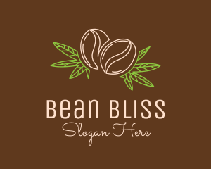 Coffee Bean Weed Leaf logo design