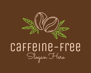 Coffee Bean Weed Leaf logo design