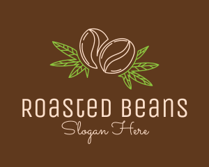 Coffee Bean Weed Leaf logo design