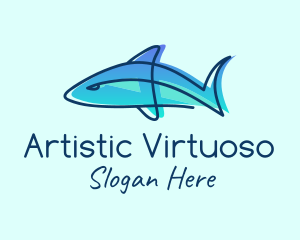 Blue Line Shark logo design