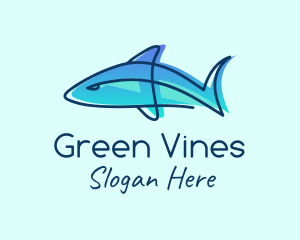 Blue Line Shark logo design