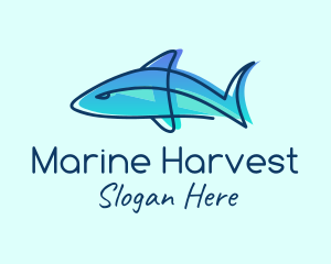 Blue Line Shark logo design