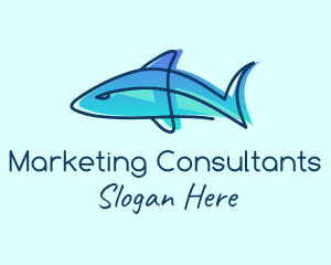 Blue Line Shark logo design