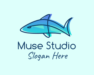 Blue Line Shark logo design