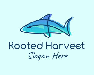 Blue Line Shark logo design